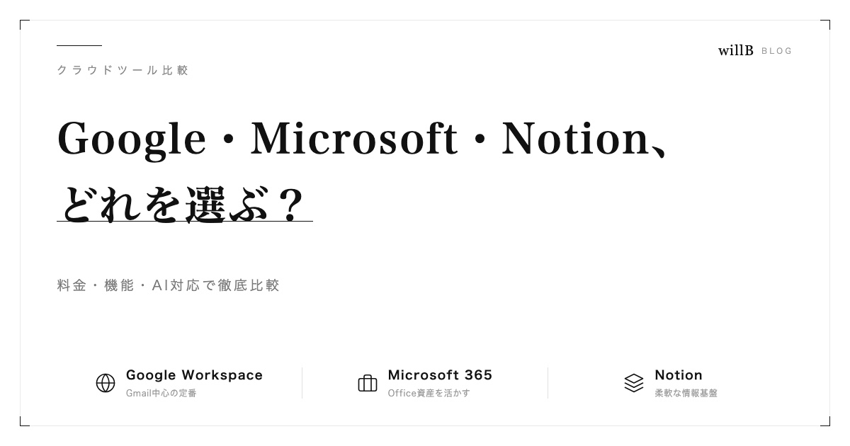中小企業こそクラウドツールを ― Google / Microsoft / Notion比較