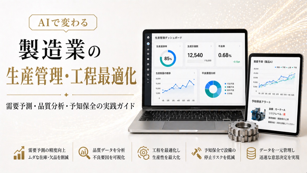 AIで変わる製造業の生産管理・工程最適化 ― 需要予測・品質分析・予知保全の実践ガイド