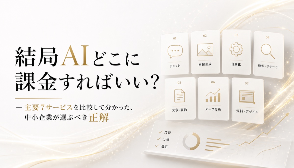 結局AIどこに課金すればいい？ ― 主要7サービスを比較して分かった、中小企業が選ぶべき正解