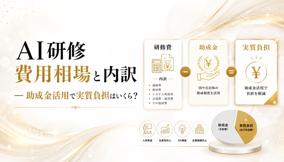 AI研修 費用相場と内訳 ― 助成金活用で実質負担はいくら？